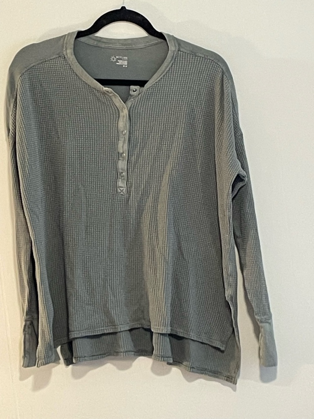 Men's Long Sleeve Waffle Henley Shirt - Gray. Item # 11430
